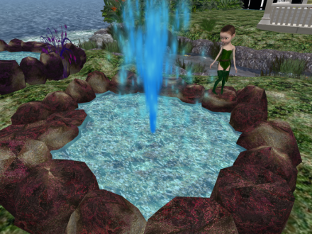 New Rock Pond with girl and waterfall. Sculpt.